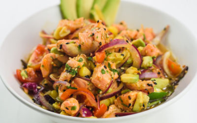 Salmon Salad with Avocado, Tomato and Cucumber